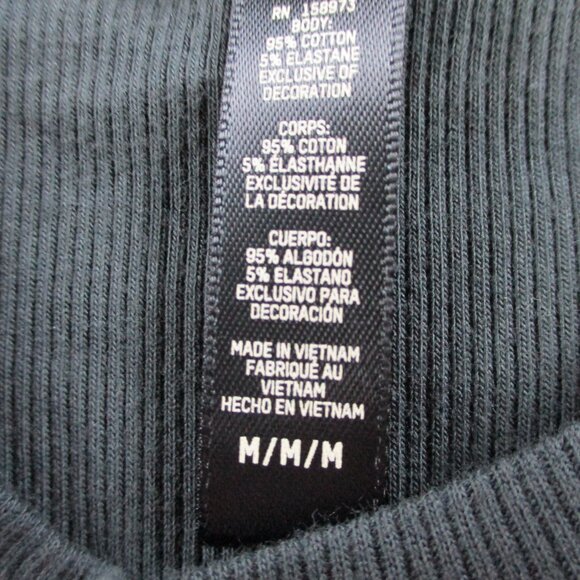 SKIMS Cotton Rib Short Sleeve Top Womens Medium Soot Black Padded Shoulder NWT - Picture 5 of 9